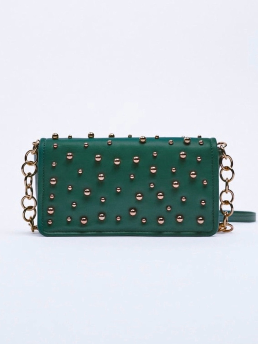 Zara gold Studded And Chain Mini Crossbody Bag. NWOT.